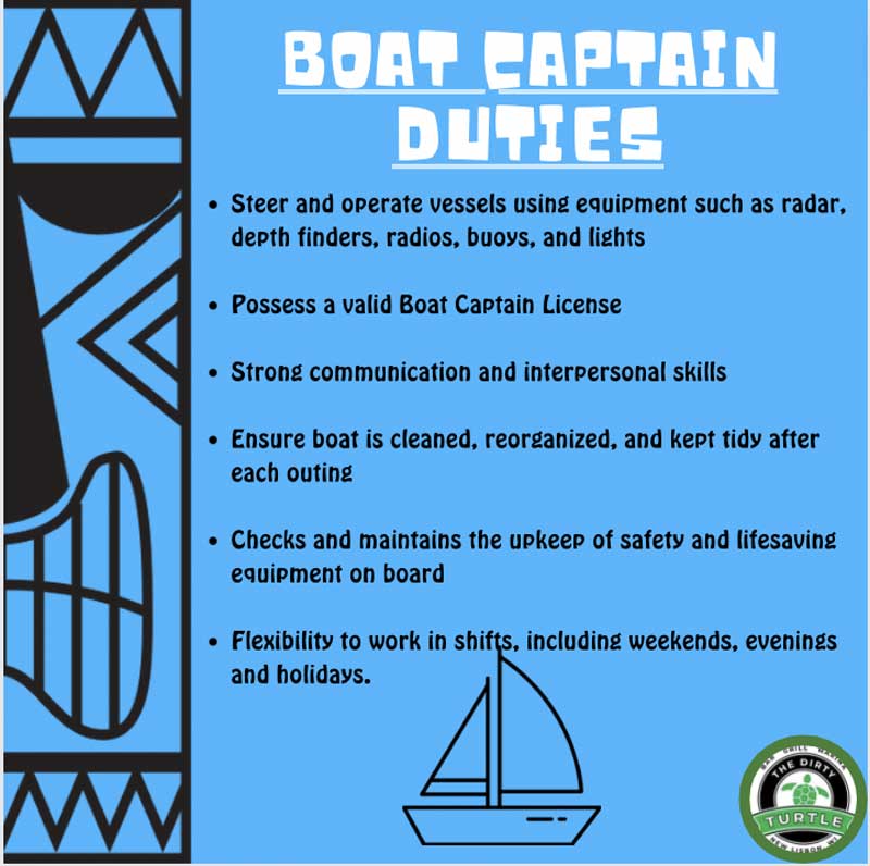 Dirty Turtle Boat Captain Duties